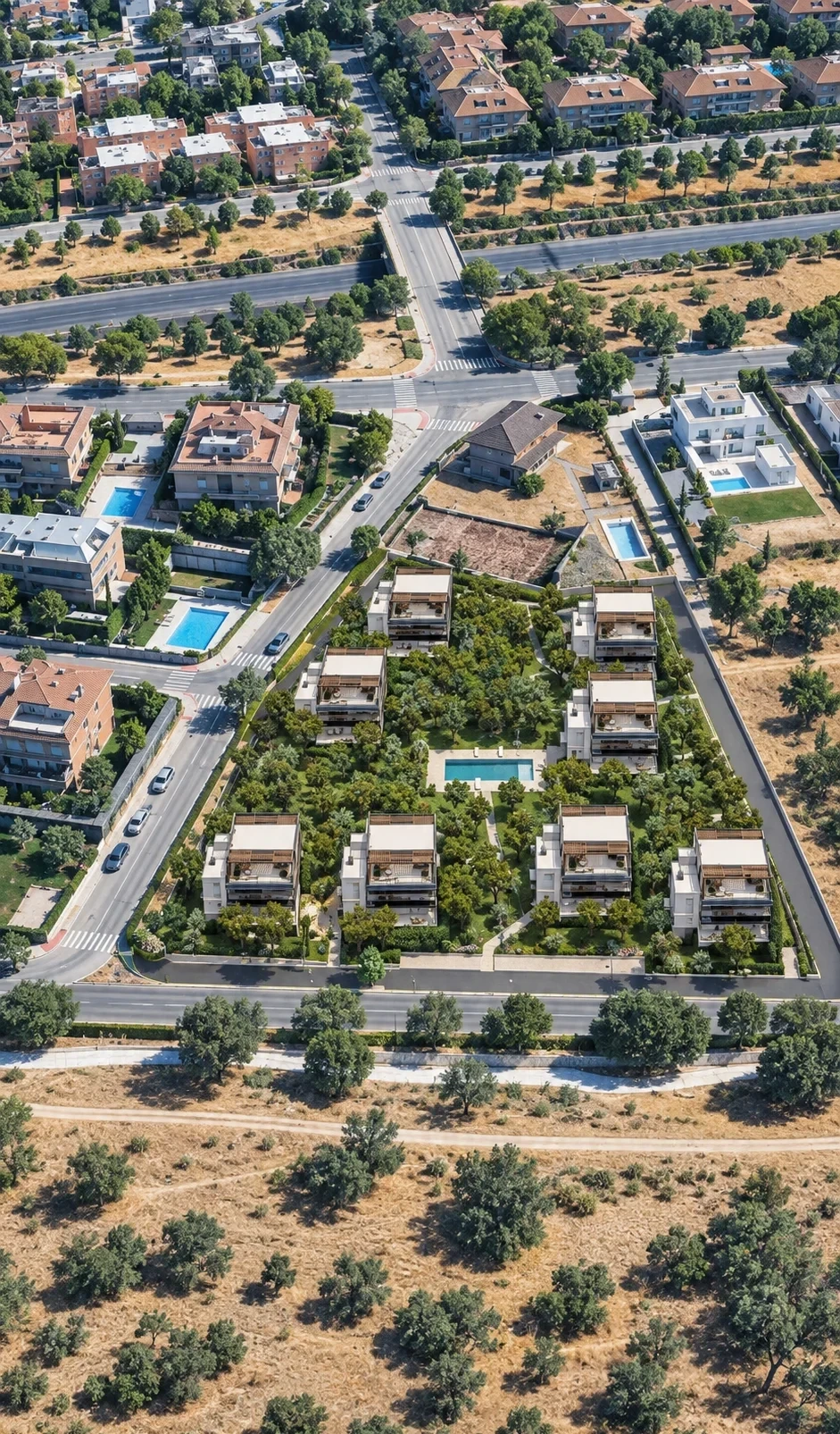 Vista aérea vertical del entorno de Aravaca