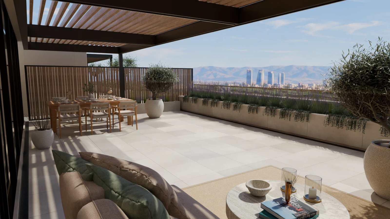 Terraza principal del ático a mediodía