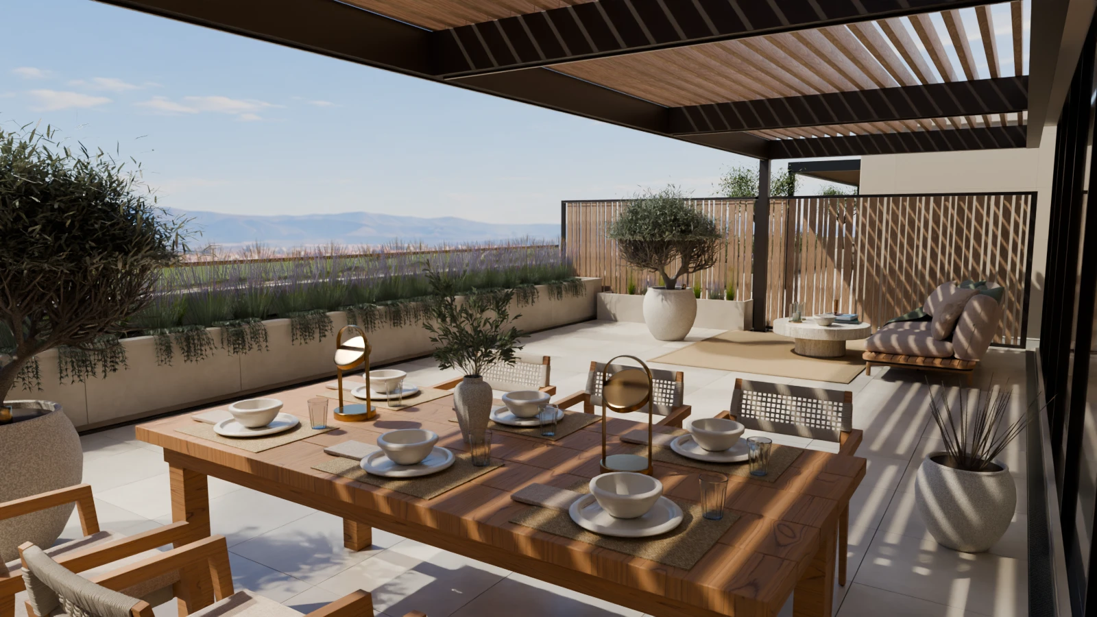 Comedor exterior en la terraza principal