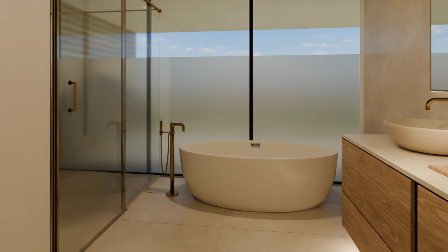 Baño principal con bañera exenta